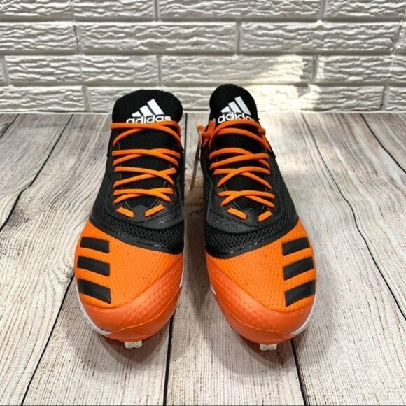 Adidas Orange Black Icon Bounce Baseball Cleats Size 16 - Picture 2 of 7